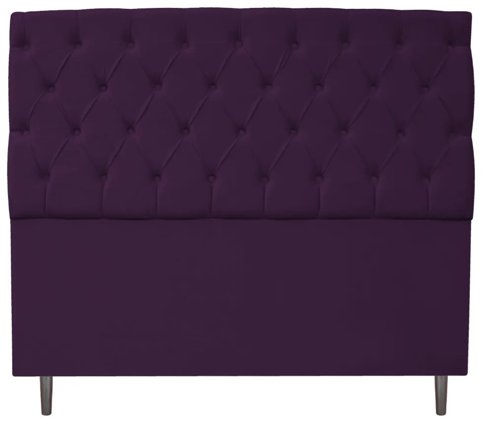 Kit Cabeceira e Calçadeira Liverpool 140 cm Casal Suede Roxo - ADJ Decor