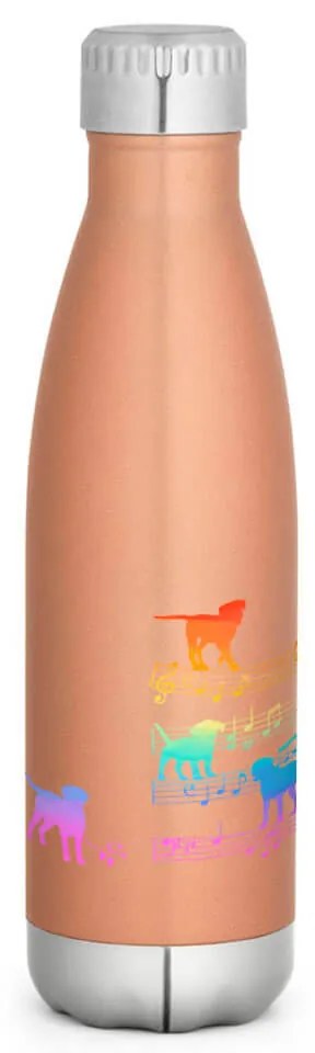 Garrafa Térmica Inox Brilhante 510 ml Cachorro Musical Arco Iris - Dourado