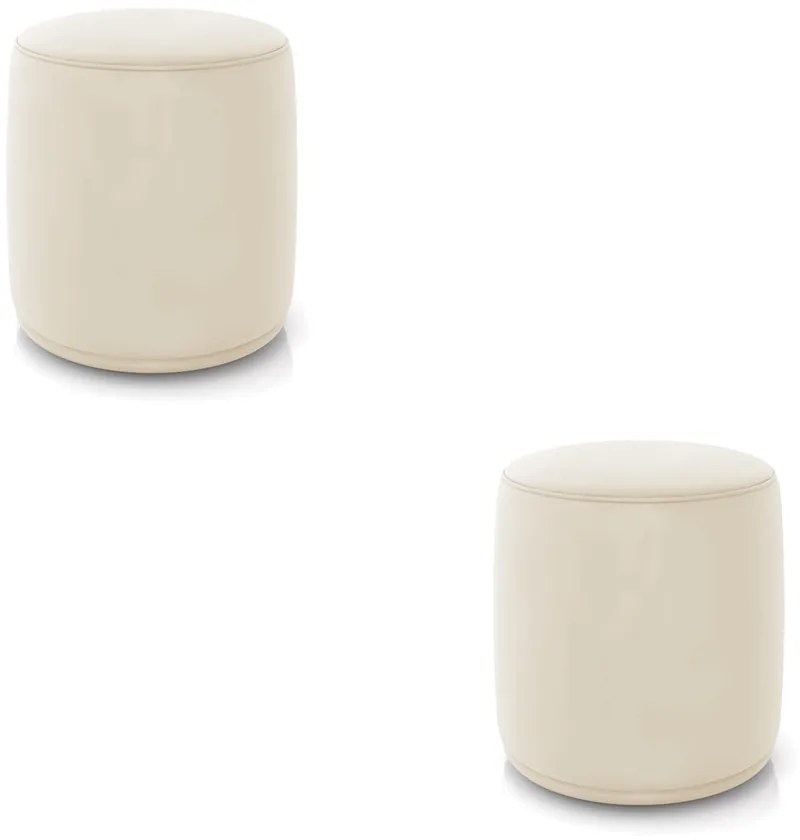 Puff Redondo Orgânico para Sala Kit 2 Malu Veludo M11 - D'Rossi - Bege