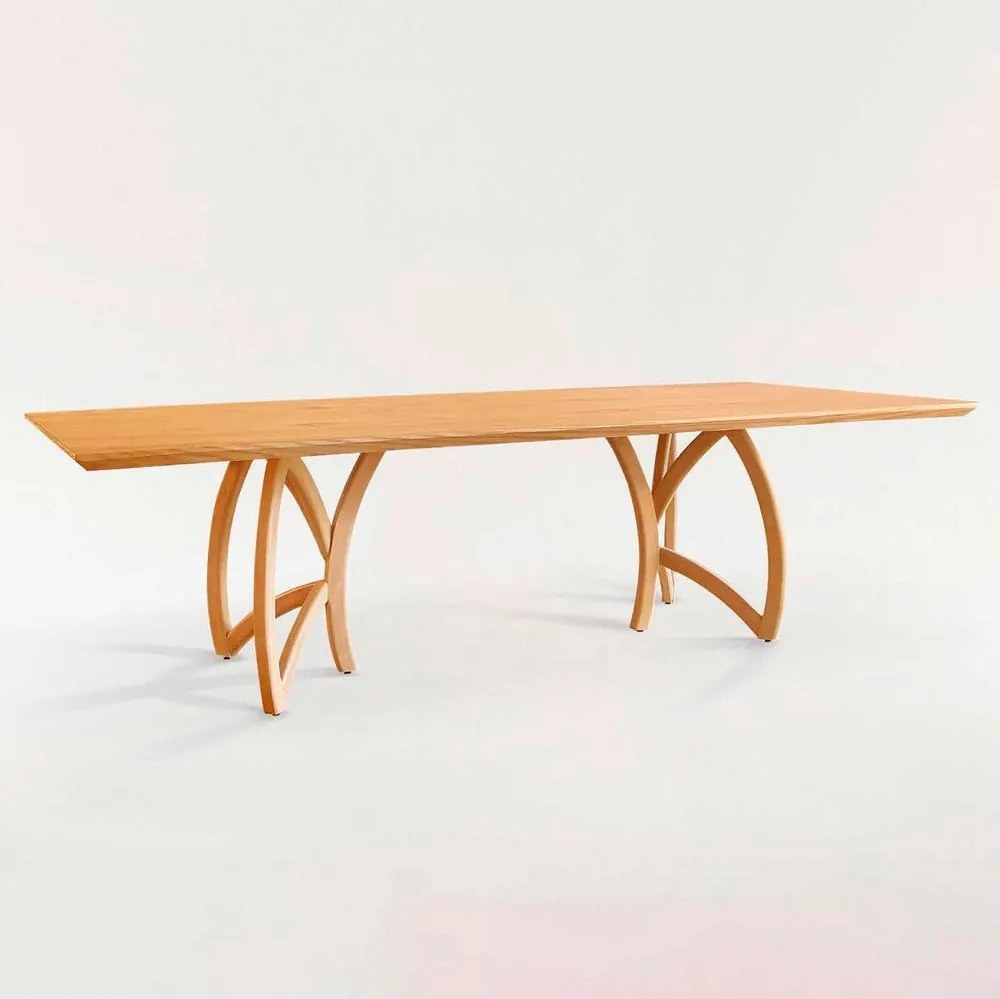 Mesa de Jantar Papillon Retangular Tampo Laminado Base Madeira Tauari