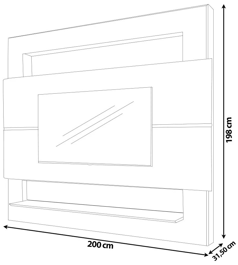 Painel Suspenso Forlán 2,10 cm para TV de até 75'' Preto Fosco G37 - Gran Belo