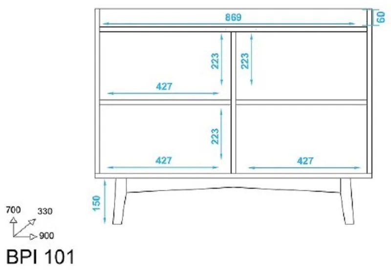 Armário Buffet Balcão Bpi 101 - Branco Castanho Pinus