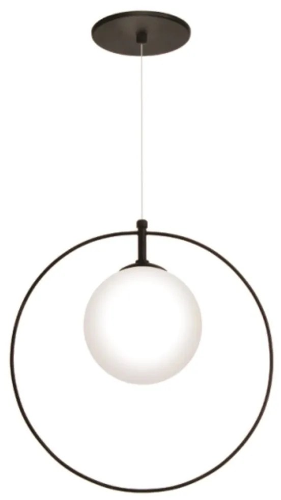 Pendente Ring Esfera Ø30X14Cm Globo Ø14Cm 01Xg9 - Old Artisan Pd-5601 (PRETO, FOSCO (Branco))