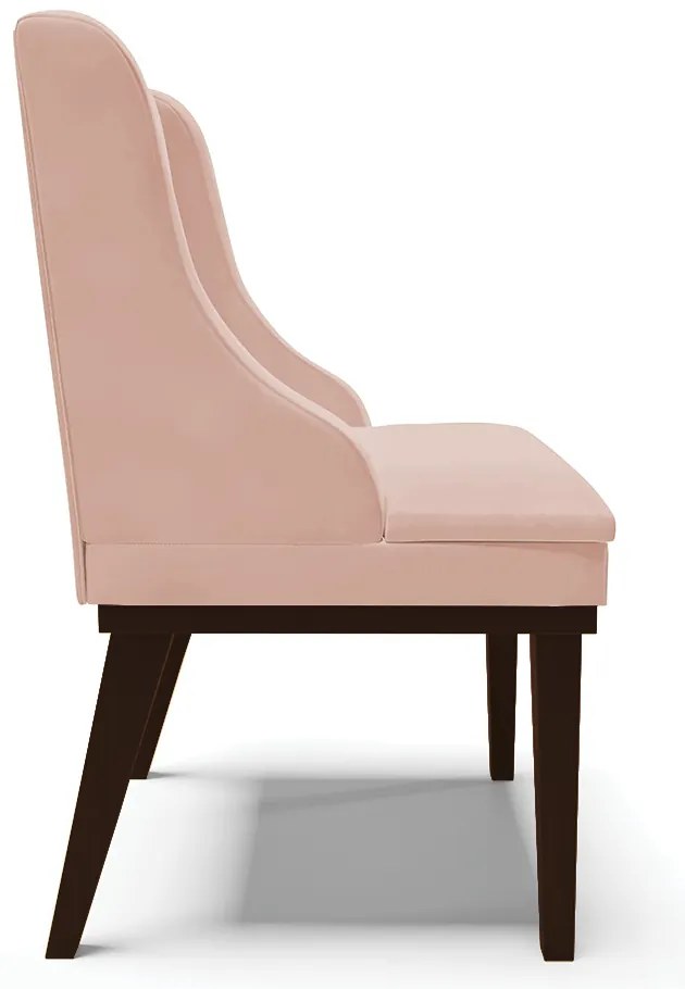 Kit 06 Cadeiras de Jantar Liz Veludo Rosê Base Fixa Madeira Preto D03 - D'Rossi