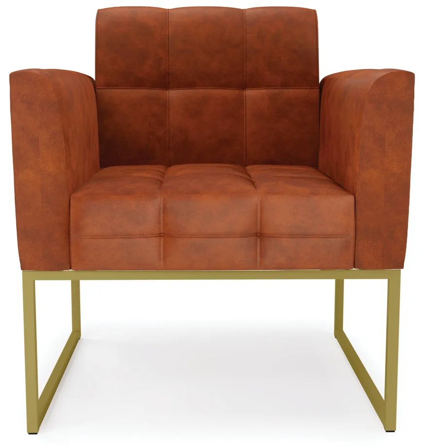 Poltrona Elisa Corano Nozes Base Metálica Industrial Dourado D03 - D'Rossi