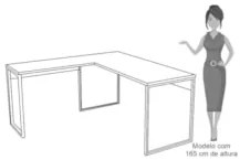 Conjunto Escritório Mesa em L Aparador e 2 Estantes Studio Industrial