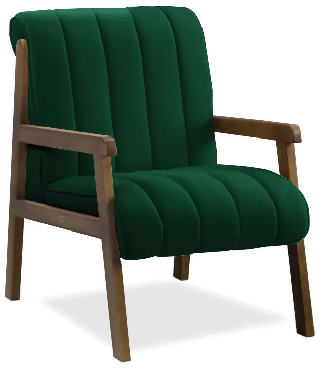 Poltrona Decorativa para Sala Base de Madeira Daline Bouclê E03 - D'Rossi - Verde