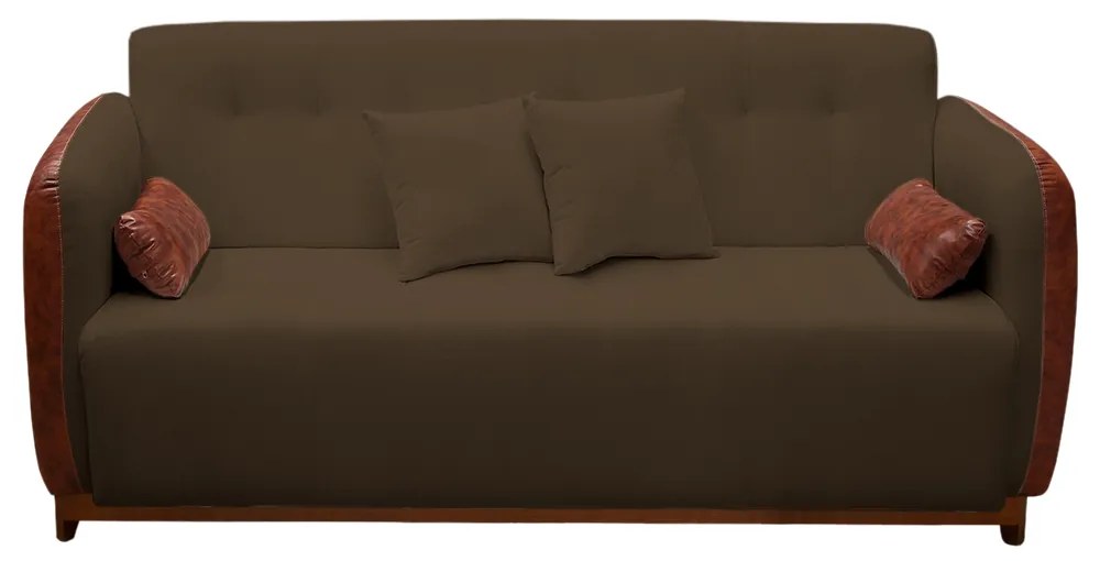 Sofá 3 Lugares Liverpool 1,90 m Compose Corino Ocre/Marrom - Decorar Estofados
