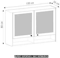 Armário de Cozinha 120cm 2 Portas Com Vidro Marina Freijó L01 - Mpozen