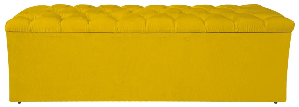 Calçadeira Estofada Liverpool 160 cm Queen Size Suede Amarelo - ADJ Decor