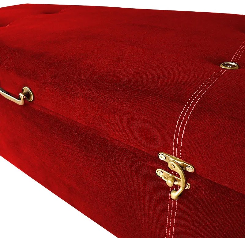 Cabeceira com Calçadeira Baú Casal 140cm Caribe Suede Vermelho - Sheep Estofados - Vermelho