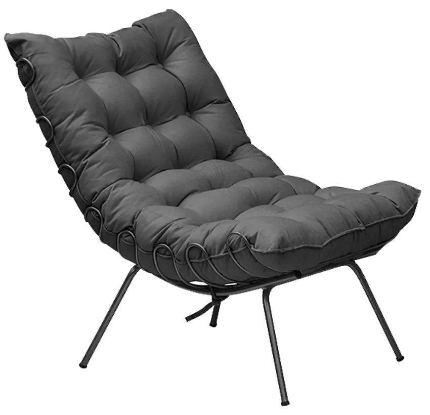 Poltrona Decorativa Sala de Estar Abel Base de Ferro Preto Suede Cinza G41 - Gran Belo