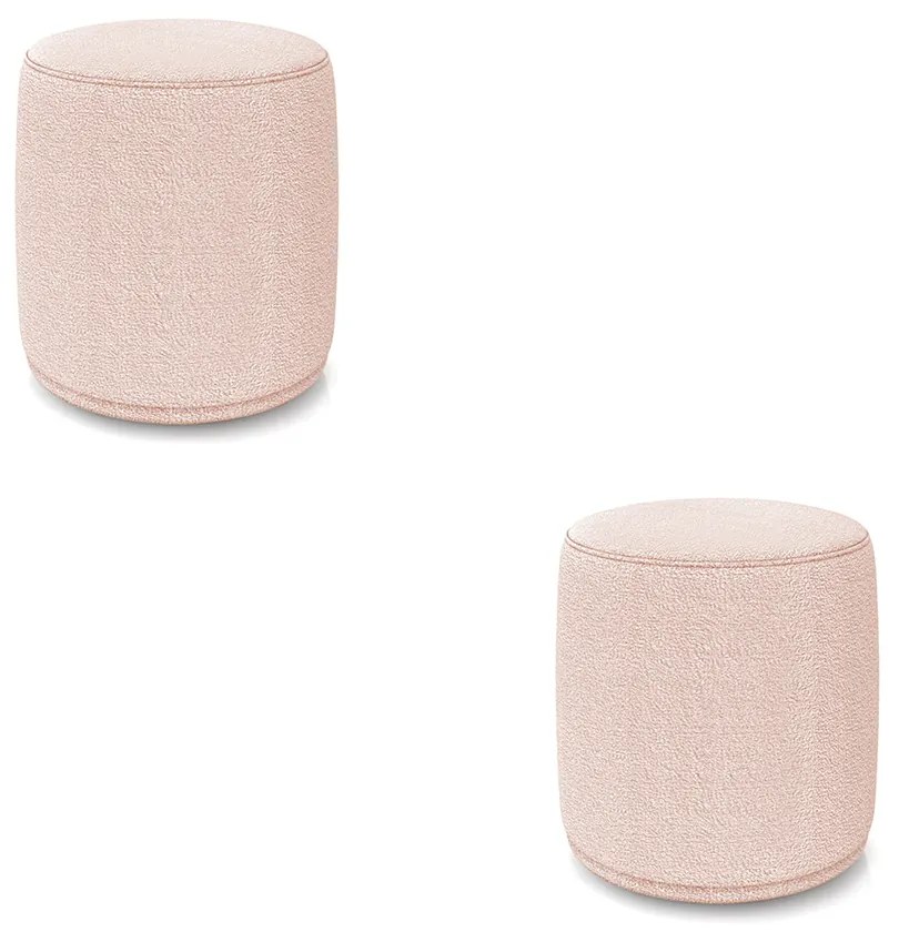 Puff Redondo Orgânico para Sala kit 2 Malu Bouclê M11 - D'Rossi - Rose
