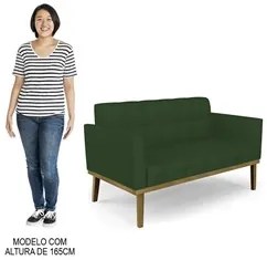 Sofá Namoradeira e 1 Poltrona Base Madeira Castanho Ana Veludo Luxo Ve