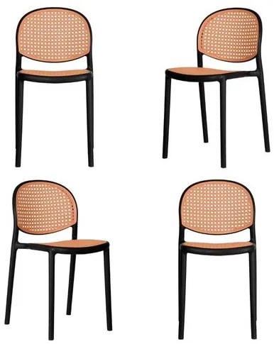 Kit 04 Cadeiras Positano Polipropileno Preto - 76563 Sun House