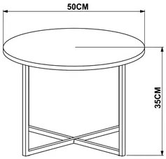 Mesa De Centro Redonda Média Volpi 27857 Vermont Base Preta - Artesano