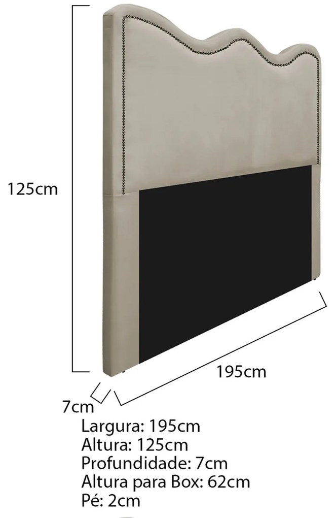 Cabeceira King Bari P02 195 cm para cama Box Suede - ADJ Decor