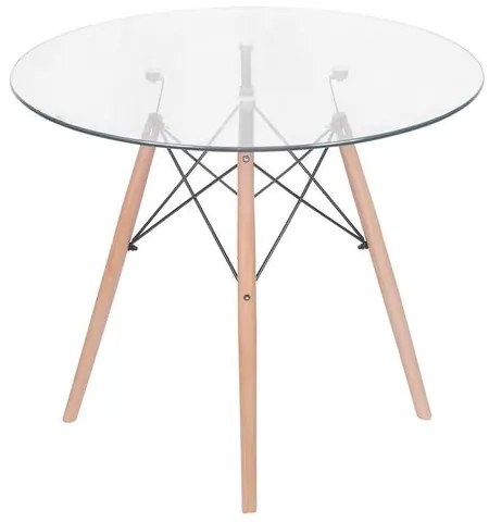 Mesa Eames DKR Base Madeira Tampo de Vidro 90cm - 71493 Sun House