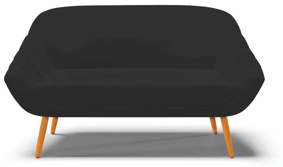 Namoradeira 02 Lugares Giovana Veludo Pés Palito Castanho - Indo Decorar - Preto