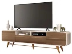 Rack Bancada de TV 85 Pol 220cm Época Castanho/Off - HB Móveis