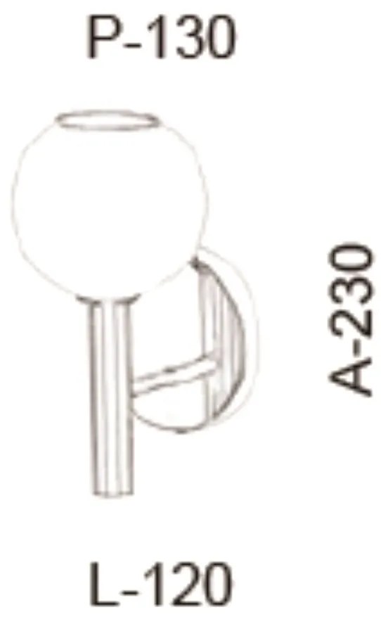 Arandela C/ Globo Ø12X13X23Cm Metal E Vidro 1 X G9 Globo Ø12Cm |Old Ar... (PRETO, FOSCO)