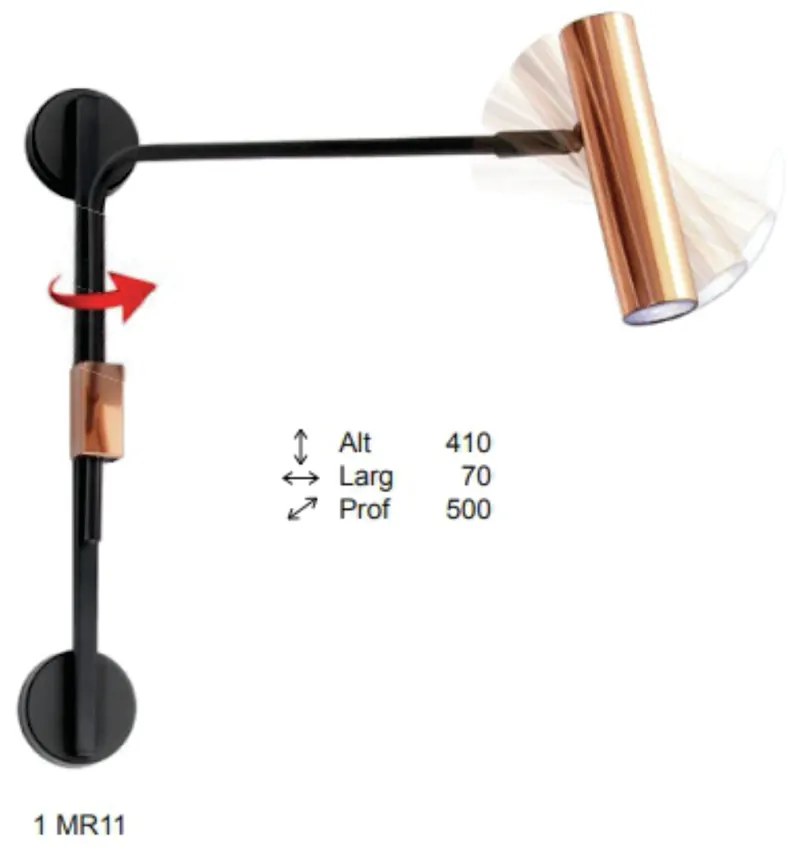 Arandela Choice Articulada 50X07X41Cm 1Xmr11 - Old Artisan Ar-5562 (CHAMPANHE / DOURADO BRILHO)