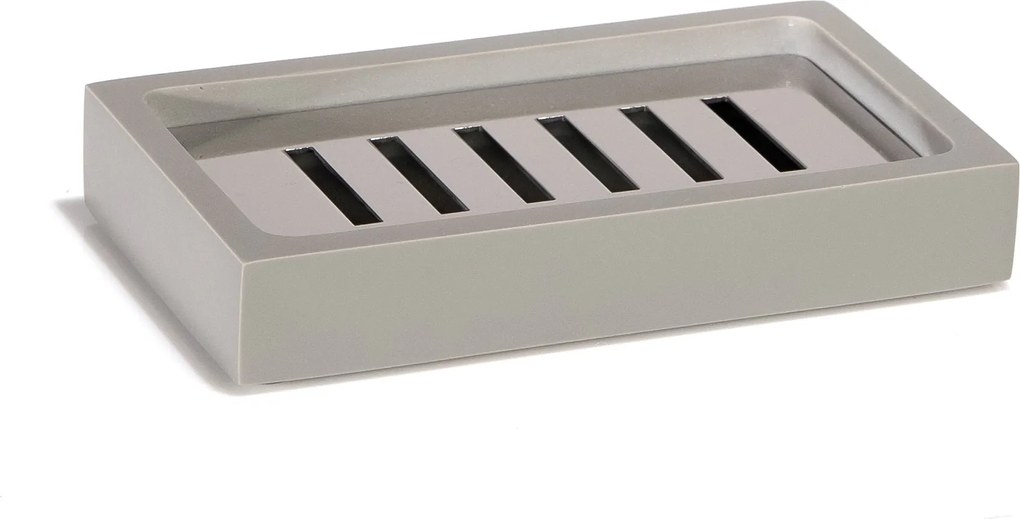 Saboneteira de Mesa Box Resina Cinza Claro Fosco - Inox