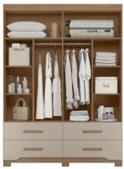 Guarda Roupa Casal 160cm Com Espelho Cancum Carvalho/Fendi Z17 - Mpoze