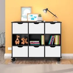 Kit 2 Nichos Organizadores com Rodízios Toys 6 Gavetas Q01 Preto/Branc