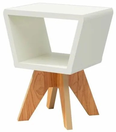 Mesa Lateral Amaraji cor Off White com Freijo 43 cm (LARG) - 56181 Sun House