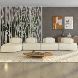 Sofá Ilha Com Chaise 589cm Living Moby Linho Cru Z08 - Mpozenato