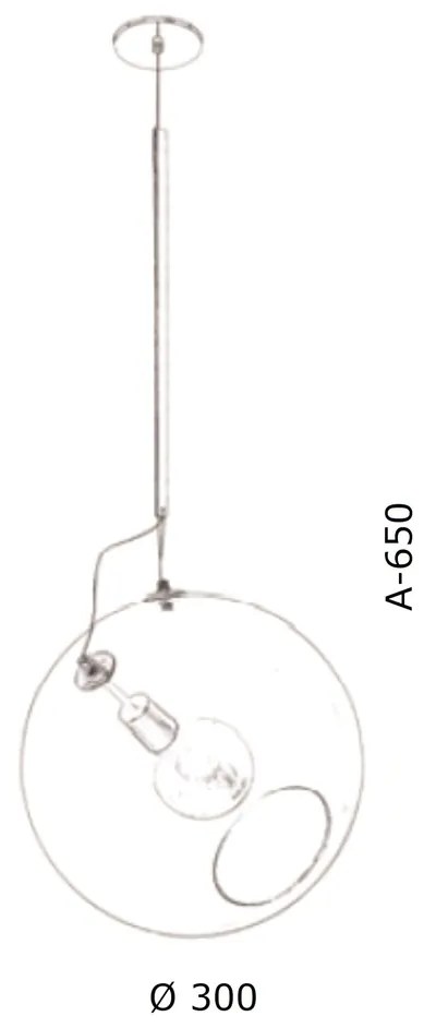 Pendente Globo Inclinado Ø30X65Cm Metal E Globo Ø30Cm 01Xe27 |Old Arti... (ROSE FOSCO, CLEAR (TRANSPARENTE))