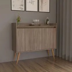 Balcão Buffet Aparador Para Sala de Jantar 3 Portas Belize Castanho -