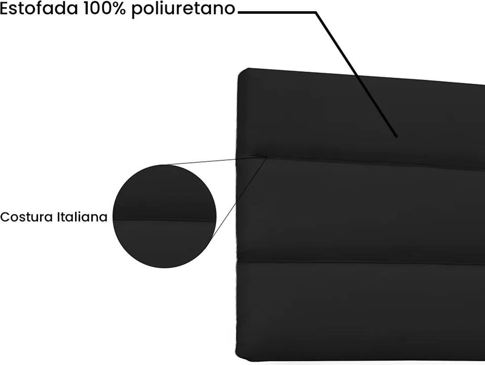Painel La Italiana Para Cama Box King 195 cm Corino S04 - D'Rossi - Preto