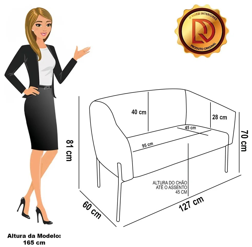 Sofá Namoradeira e 2 Poltronas Pé Ferro Pto Stella Bouclê D03 - D'Rossi - Menta