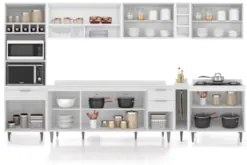 Armário de Cozinha Com Tampo CP07 340cm Pérola Branco Z34 - Mpozen