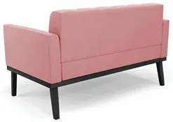 Sofá Namoradeira e 1 Poltrona Base Madeira Preto Ana Suede Rosê - Ibiz