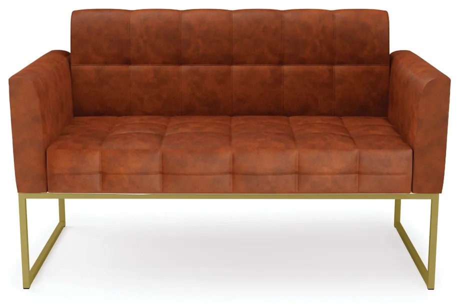 Sofá Namoradeira Elisa Corano Base Metálica Industrial Dourado D03 - D'Rossi  - Nozes