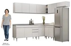 Armário de Cozinha Modulado de Canto 7 Peças CP24 com Pia Inox Branco