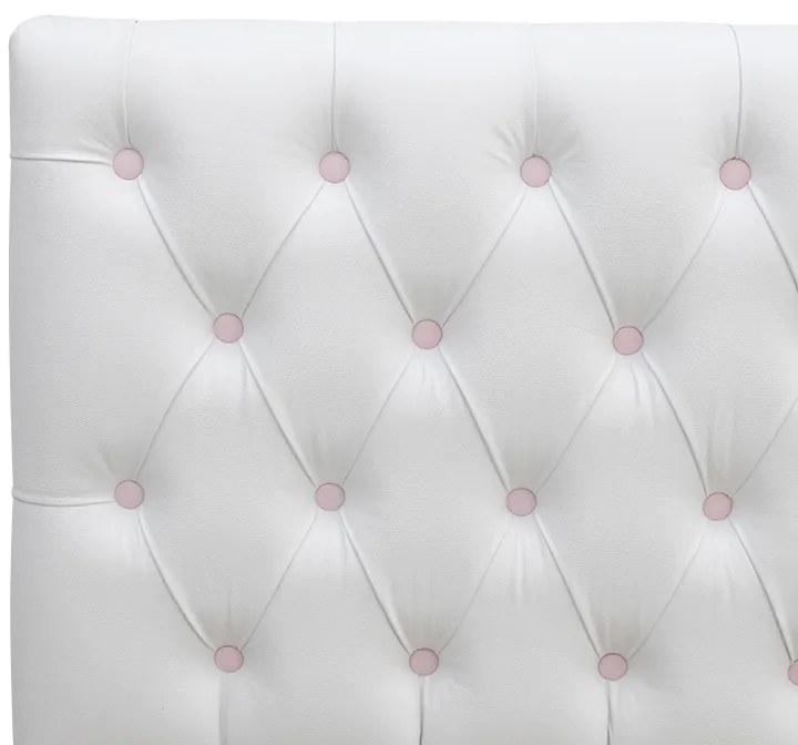 Cabeceira Cama Box Queen 160cm Nicole Capitonê Corano Branco Botão Rosa - Sheep Estofados - Branco