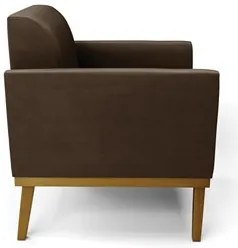 Sofá Namoradeira e 1 Poltrona Base Madeira Castanho Maressa Suede Marr