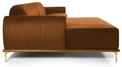 Sofá 350cm 6 Lugares com Chaise Esquerdo Pés Gold Molino C-262 Veludo