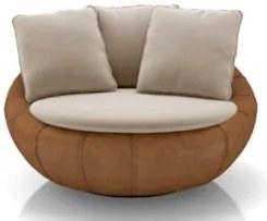 Poltrona para Sala Giratória Redonda Saphire Z32 Veludo Bege/Caramelo