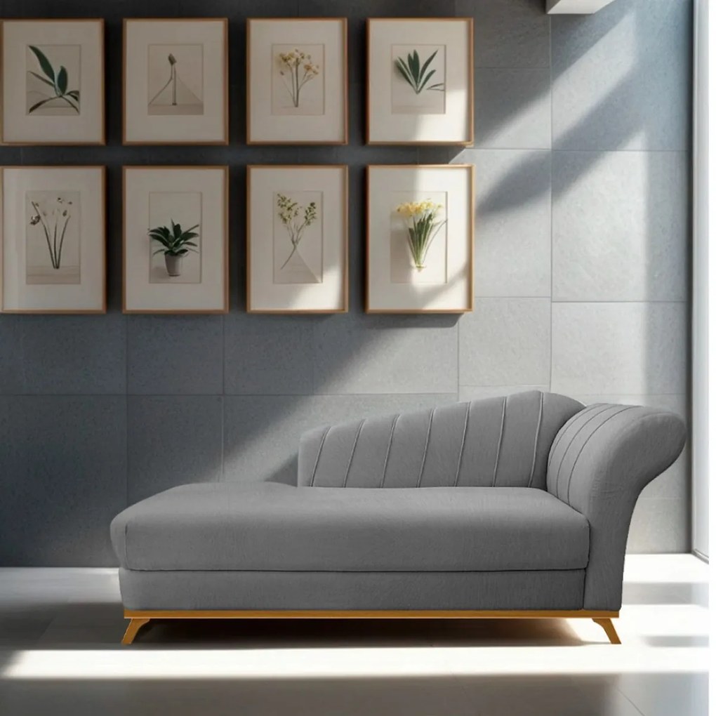 Recamier Vanessa 140cm Lado Esquerdo Suede Cinza - ADJ Decor