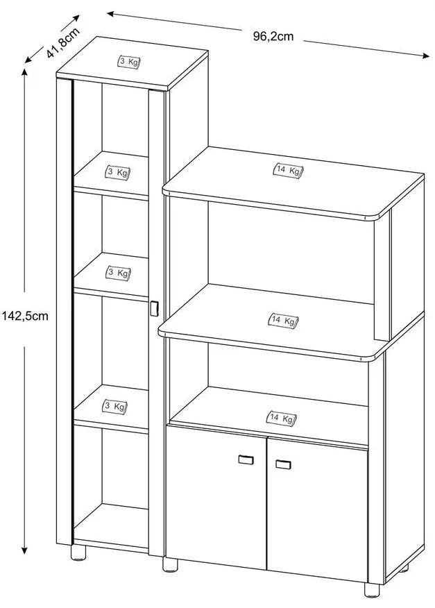 Balcão Organizador Para Forno E Microondas 3 Portas Branco