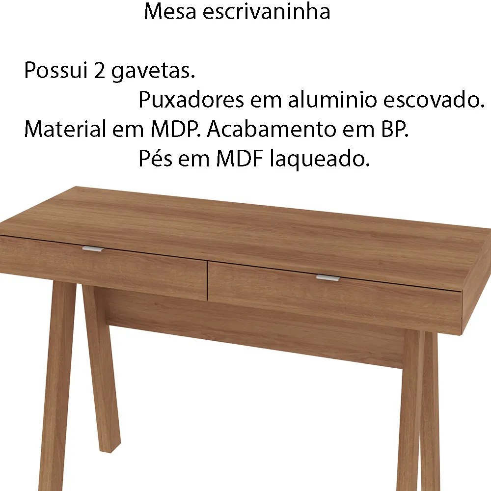 Mesa Escrivaninha para Escritório Home Office ME4128 MDP Amendoa G69 - Gran Belo