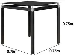 Jogo de Mesa Malva 75cm e 4 Cadeiras 118 Preto - Artefamol