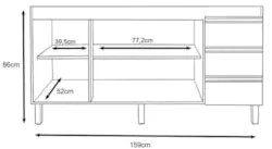 Balcão Gabinete Para Pia 160cm Sem Tampo 3 Portas Karen Z49 Branco - M