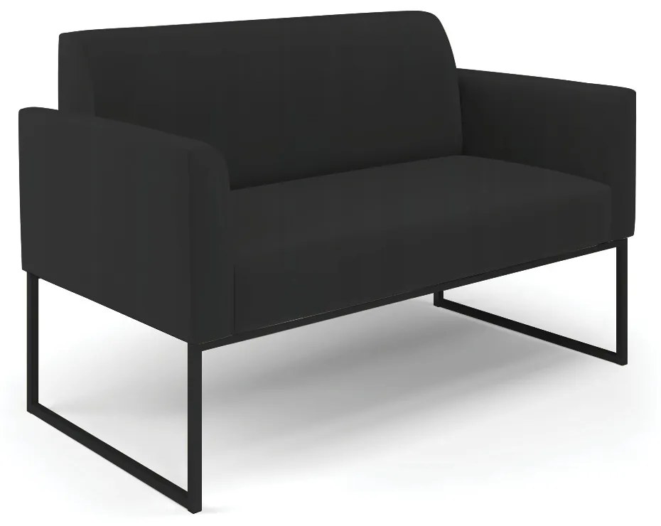 Sofá Namoradeira com 2 Poltronas Base Industrial Preto Marisa Veludo D03 - D'Rossi - Preto