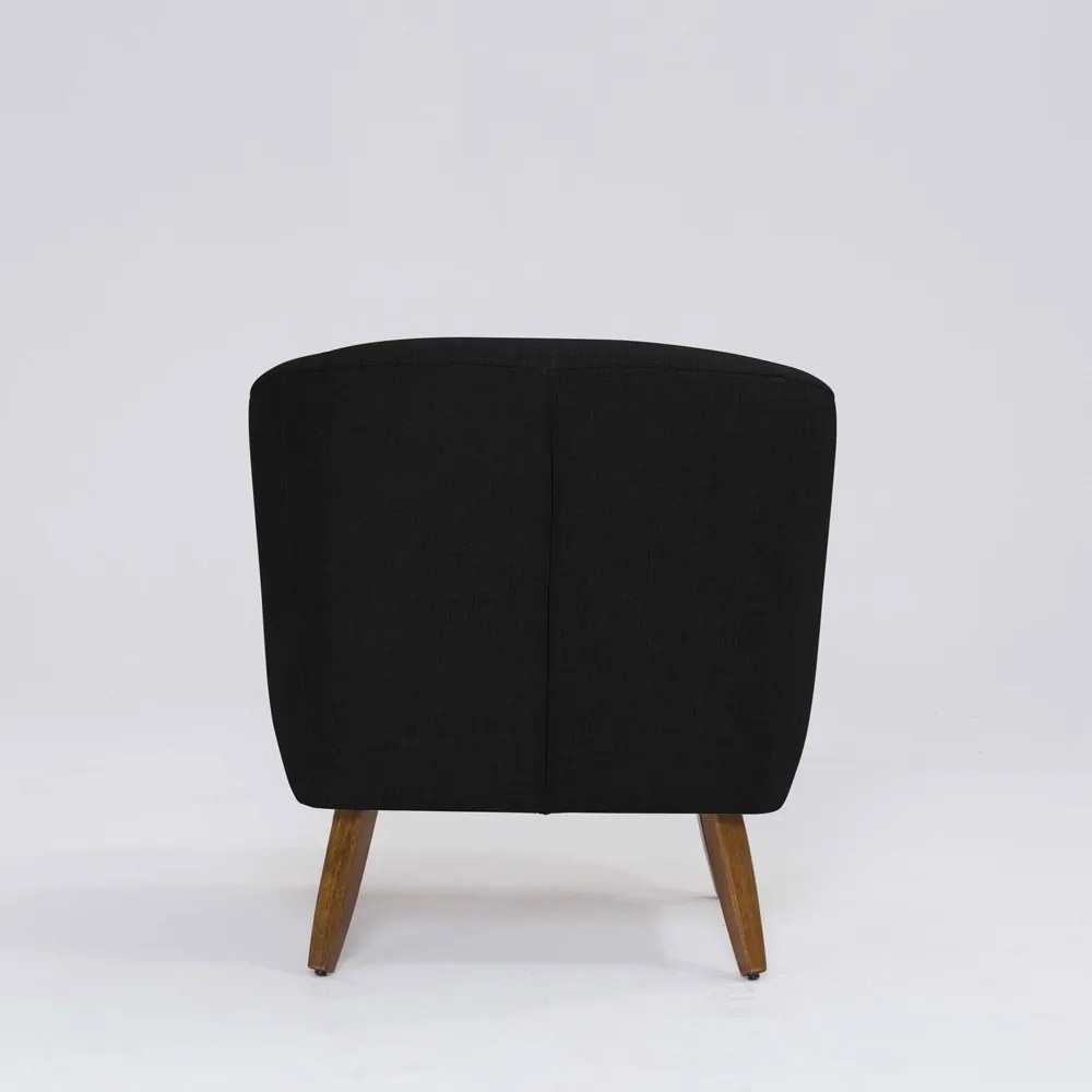 Poltrona Decorativa Milão D07 Pés Madeira Linho Preto - D'Rossi